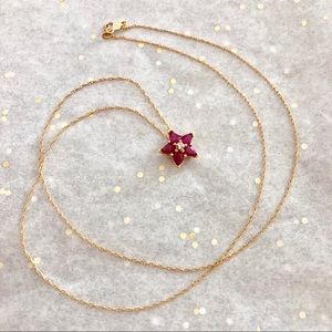 Gold and Ruby flower necklace